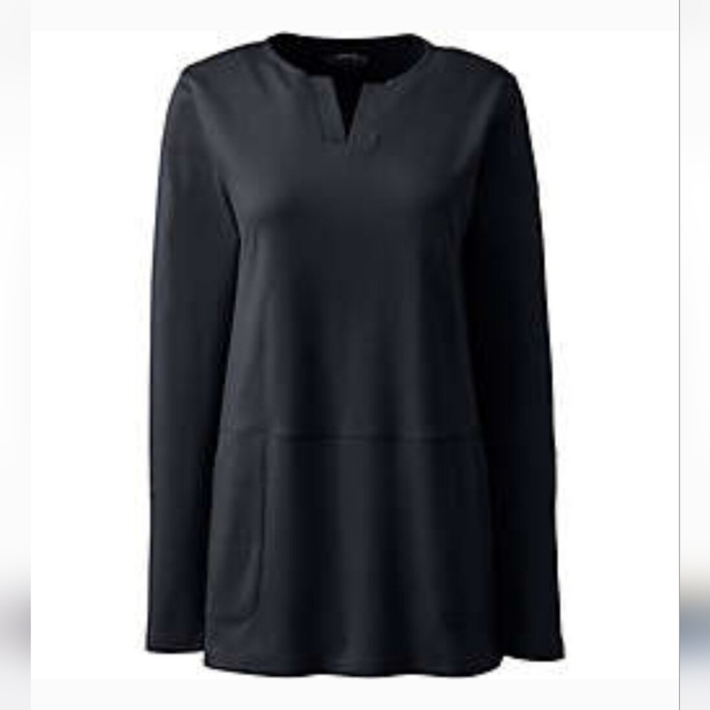 Women's Lands' End Regular Cotton Polyester Long Sleeve Tunic with Pockets XL